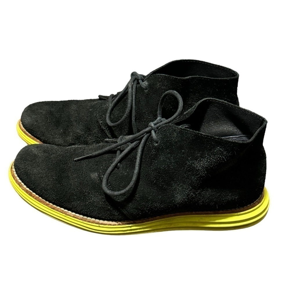 Cole Haan Lunargrand Chukka Boot Black with Yellow Trim Size 8